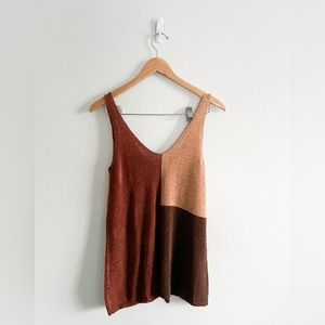3 Tone Brown Knitted Tank Top